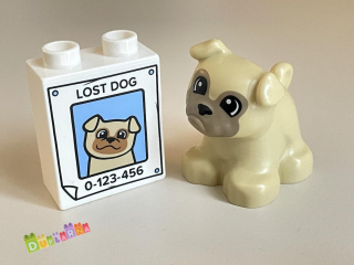 Lego Duplo Pes - Pejsek béžový a kostka