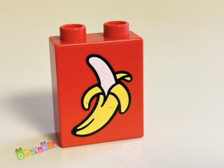 Lego Duplo - Kostka červená s potiskem - banán