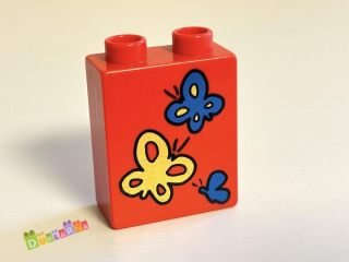 Lego Duplo - Kostka červená s potiskem - motýli