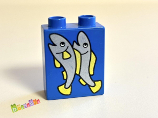 Lego Duplo - Kostka modrá s potiskem - ryby