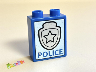 Lego Duplo - Kostka modrá s potiskem - znak policie