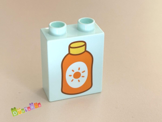 Lego Duplo - Kostka modrá s potiskem - opalovací krém