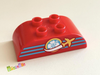 Lego Duplo - Kostka 2x4 červená s potiskem - letadlo (letiště)