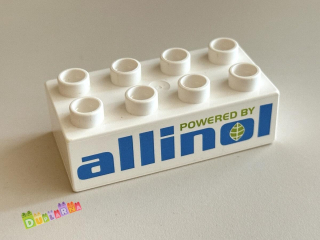 Lego Duplo - Kostka 2x4 s potiskem - "Powered by Allinol"
