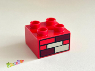Lego Duplo - Kostka červená s potiskem - cihla / zeď