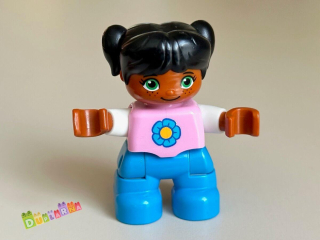 Lego Duplo Dítě - černovlasá holčička / tyrkysové kalhoty