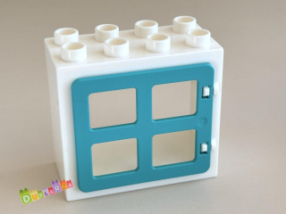 Lego Duplo okno bílé / tyrkysová výplň