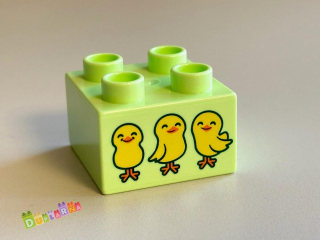 Lego Duplo - Kostka světle zelená s potiskem - kuřátka