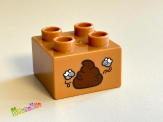 Lego Duplo - Kostka světle hnědá s potiskem - hovínko, trus