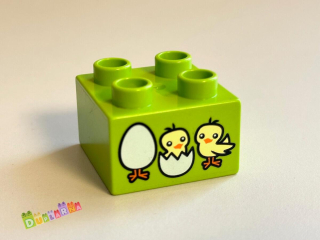 Lego Duplo - Kostka limetková s potiskem - kuřátka