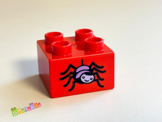 Lego Duplo - Kostka červená s potiskem - pavouk