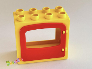 Lego Duplo okno žluté / červená okenice 