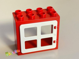 Lego Duplo okno červené s bílou okenicí